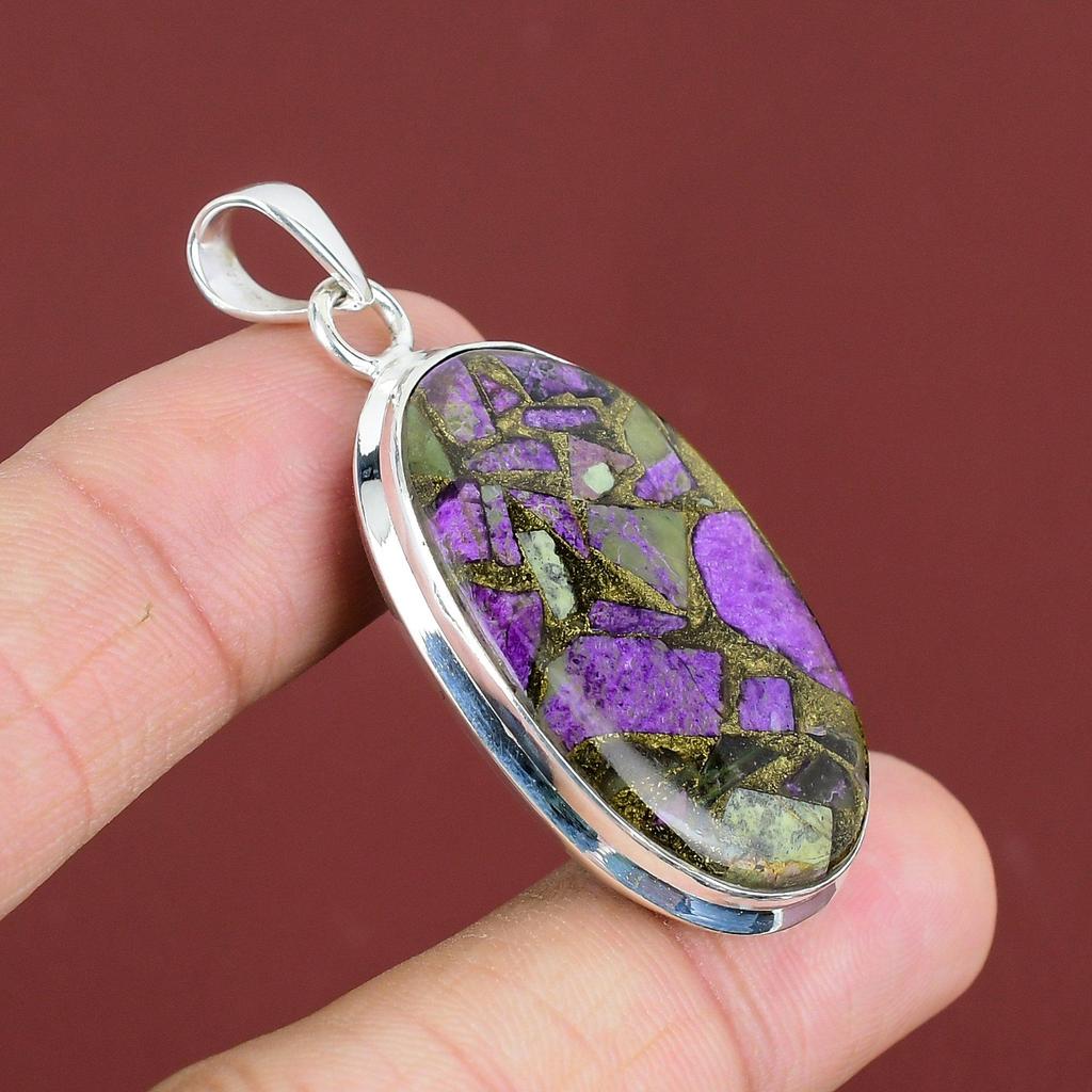 Copper Purpurite Pendant 925 Sterling Silver Pendant Handmade Jewelry Genuine Gemstone Pendant Antique Pendant Gifts For Him Silver Jewelry