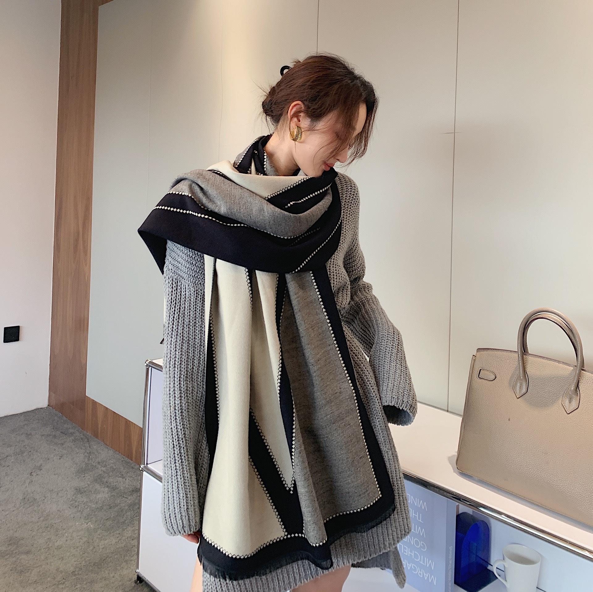 

Камелия новая имитация кашемира внешняя шаль женская комната с кондиционером двухцелевая осенне-зимняя двухсторонняя теплая утолщенная шаль 190cm