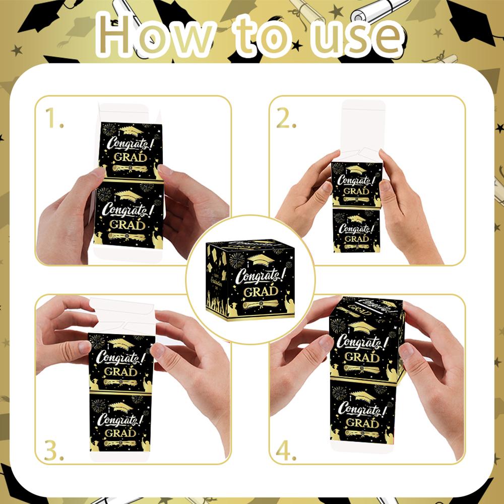 Graduation Voting Box Black Golden Class of 2025 Congrats Grad Card Box Set Congratulations Graduation Party Decoration Gift Box