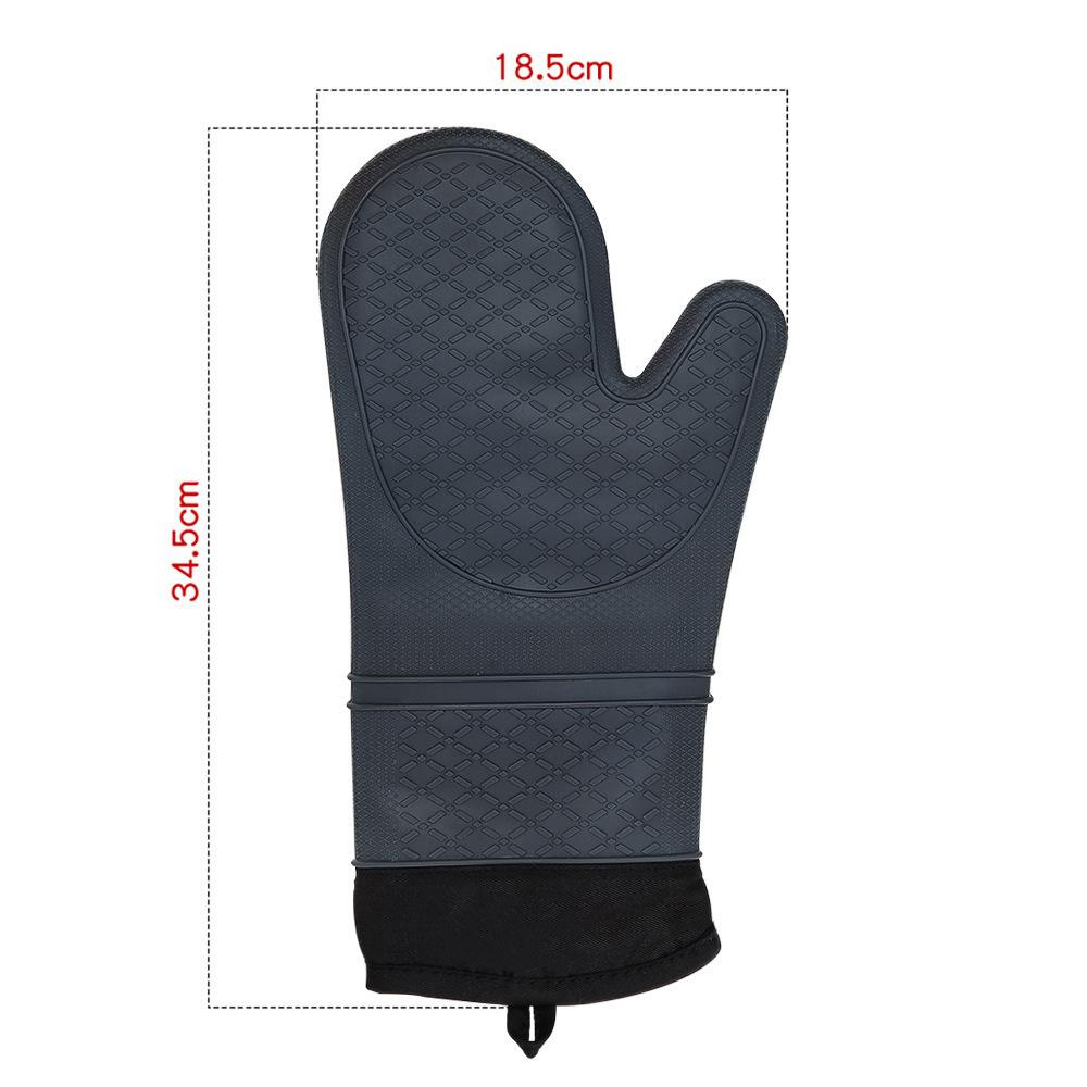 Heat Resistant Mitts with Thick Cotton Liner Non-Slip Silicone Oven Mittens for Baking Cooking Grilling Stove Gloves, Waterproof