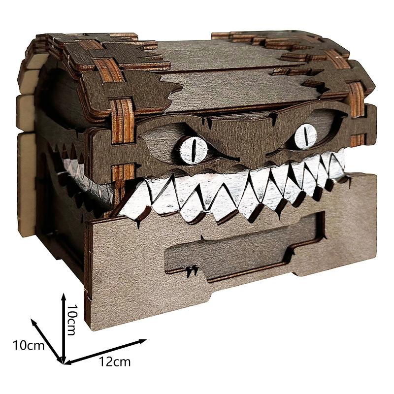 In Stock Dungeons & Dragons Game Figures Wooden Mimic Figure Creative Monster Treasure Chest Figurine Box Halloween Toy Gift