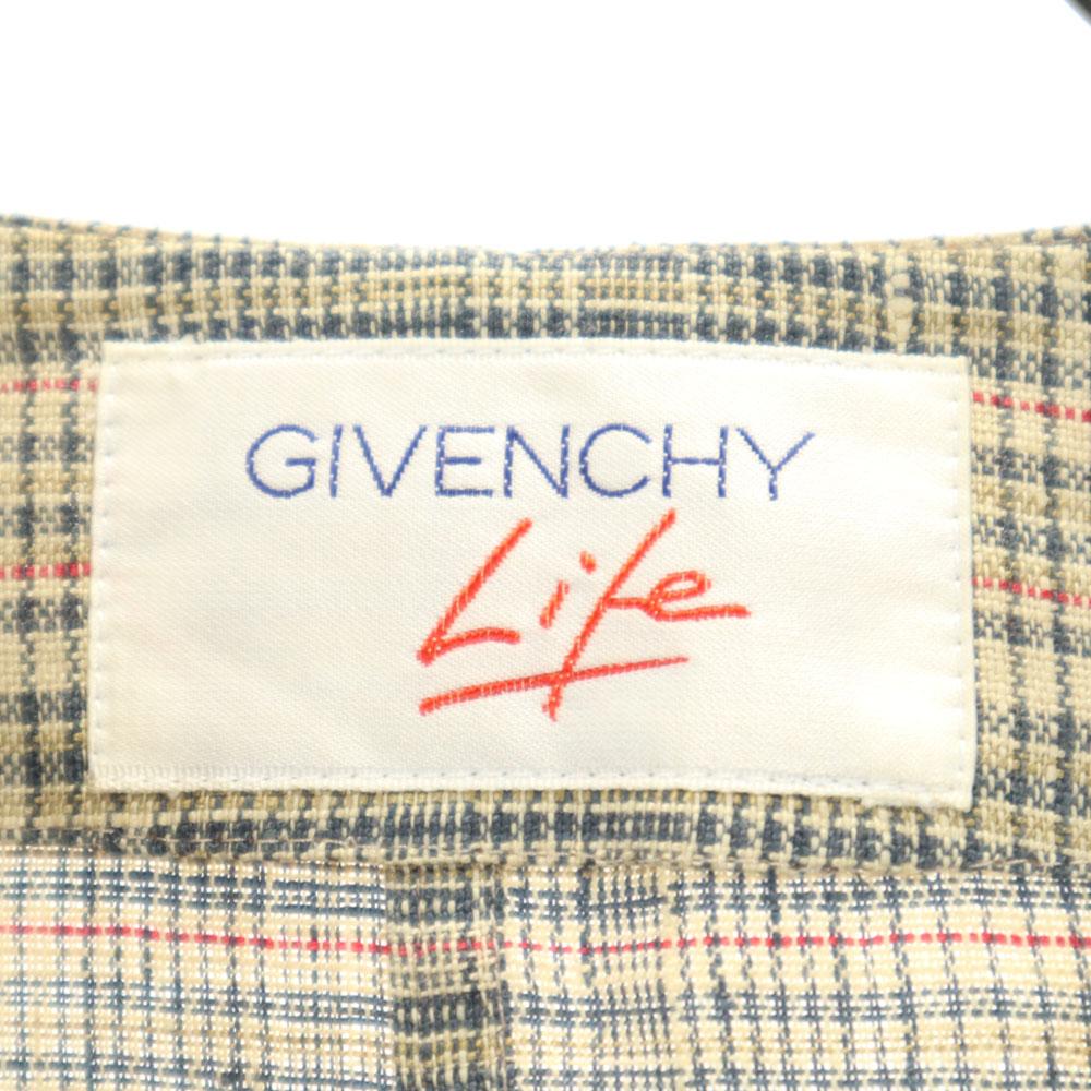 Givenchy 90s Linen Old Check Pattern Jacket 9 Brown Women Used