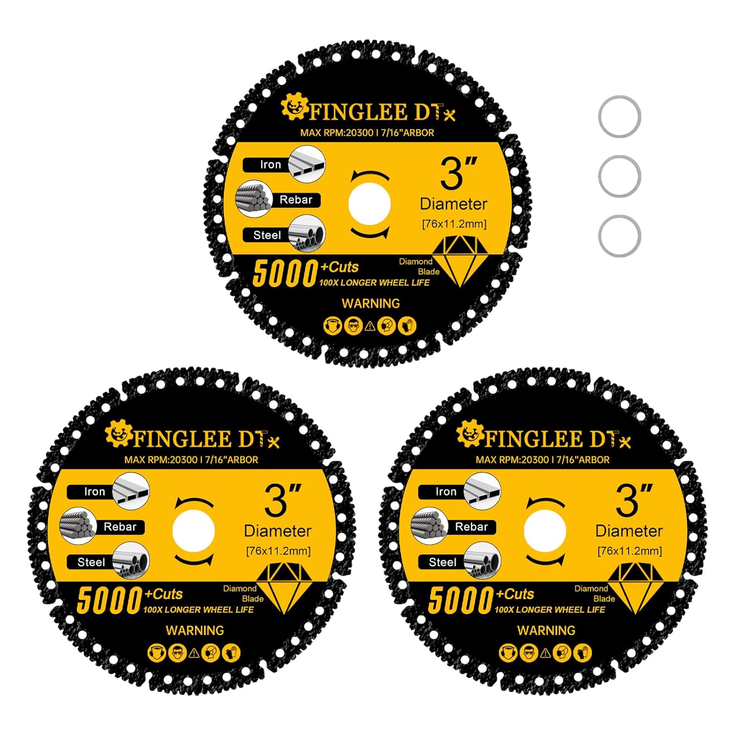 

3 inch Metal Cut Off Wheel with 3/8 Bushing, 7/16 Arbor Grinder Cutting Disc with Diamond-Coated, Carbide Cutting Disc 3inch&1.8mm&Metal Cutting
