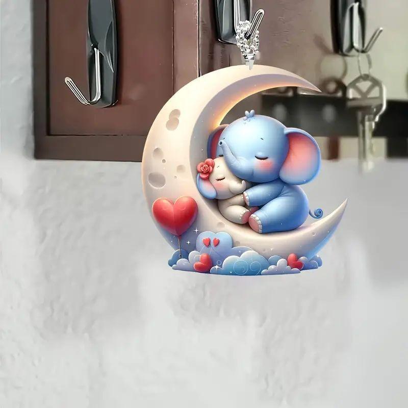Acryl Cartoon Mond Elefant Auto Innenraum Hängeornament Für Dekorativen Stil