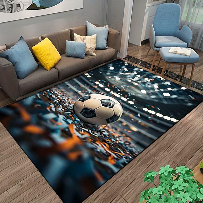 Soccer Ball Carpet with Stadium Scene Design for Bedroom Decor Suitable for Use As an Anti-slip for Living Room Bedroom Sofas