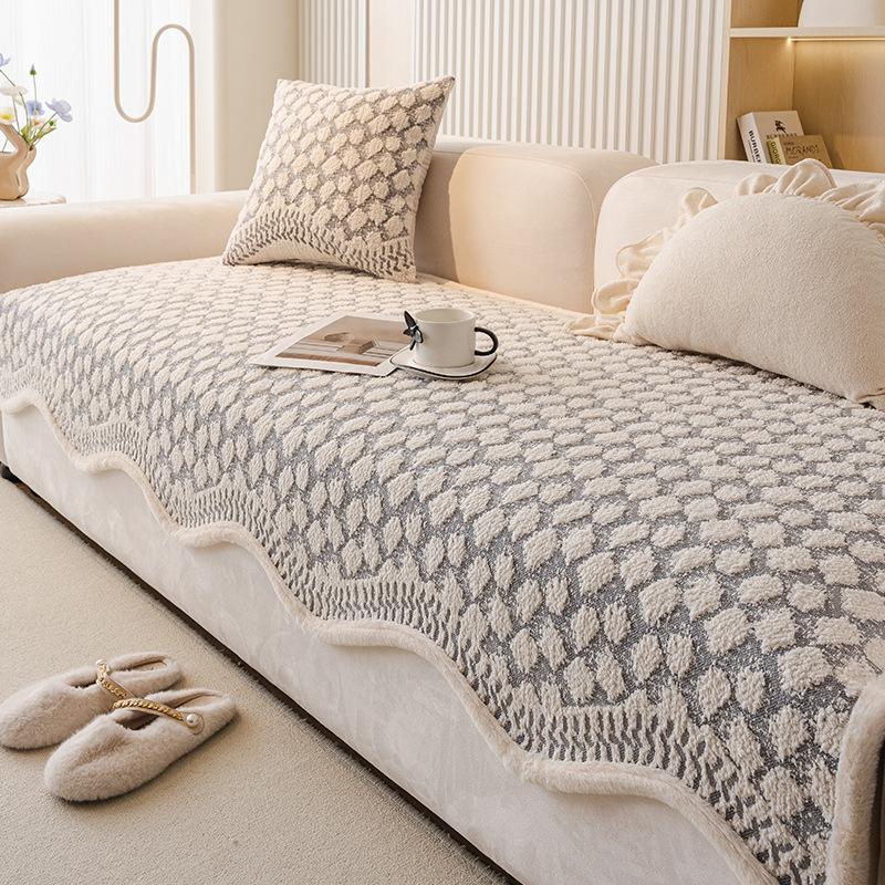 Modern Minimalist Single-sided Velvet Sofa Cover  New Four Seasons Universal Anti Slip Dustproof Irregular Shaped Sofa Mat