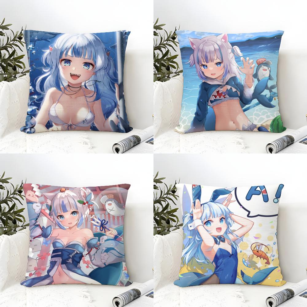 Anime Girl GGawr GGura Cushion Cover Eco Linen Pillow Case DoubleSided Print Breathable Durable Zipper Home Decor Gift