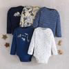 Baby and Toddler Multi-Color Theme Set Cute Printed Triangle Romper Comfortable Versatile Five-Piece Set
