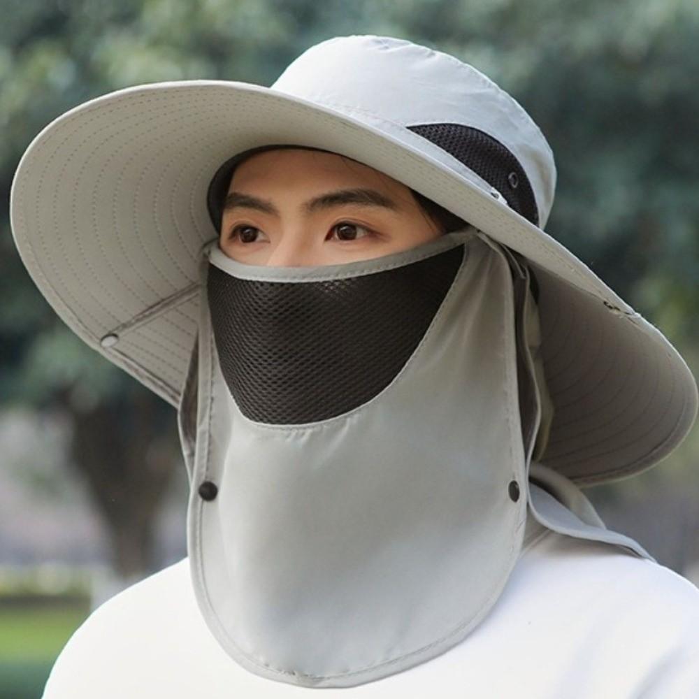 Windproof Neck Flap Bucket Hat Cooling Fan Hat for 3.7 V 500 mAh Lithium Battery Outdoor