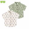 K-style Children's Clothing Kids Stand Collar Short Sleeve Shirt Boys Bear Printed Shirt Summer Baby V Neck Half Sleeve Tops