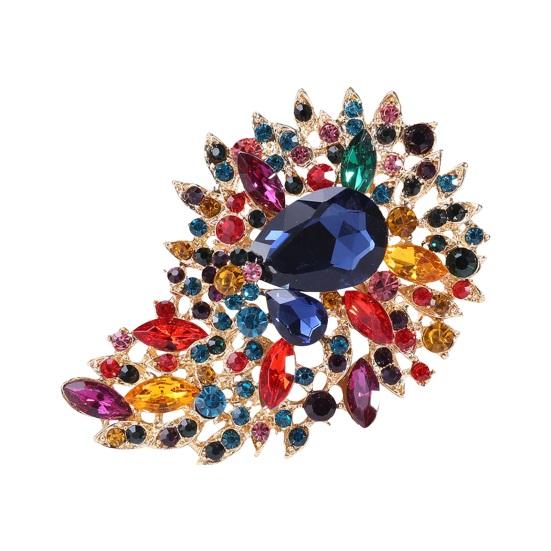 Vintage Crystal Brooch Anti-oxidation Anti-rust Alloy Lapel Pin Chic Colorful Crafted Pin Gift for Her