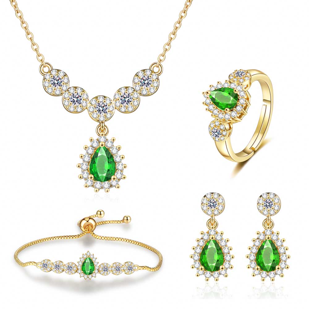 Drop Earrings Necklace Set for Women Vintage Jewelry Set AAAAA Zircon Wedding Engagement Gifts