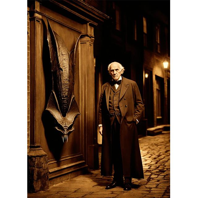 Old Vampire Man With Giant Monster Vintage Tabletop Photo Prints Poster Canvas Painting Wall Art Pictures Living Room Home Decor
