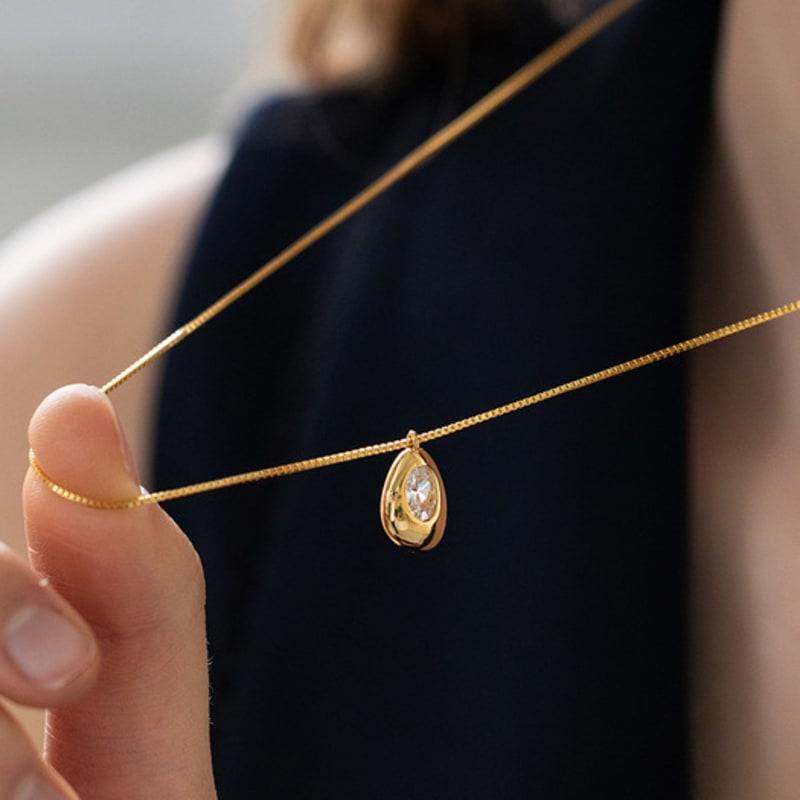 TATIANA (925 Silver) Lit Pebble Long Necklace NZ2463