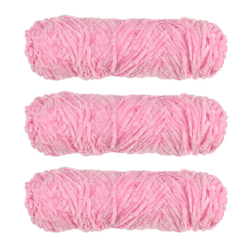 3 Skeins Chenille Yarn Soft Blanket Yarn Polyester Velvet Fancy Fluffy Yarn Knitting for Crochet Weaving Scarf, White