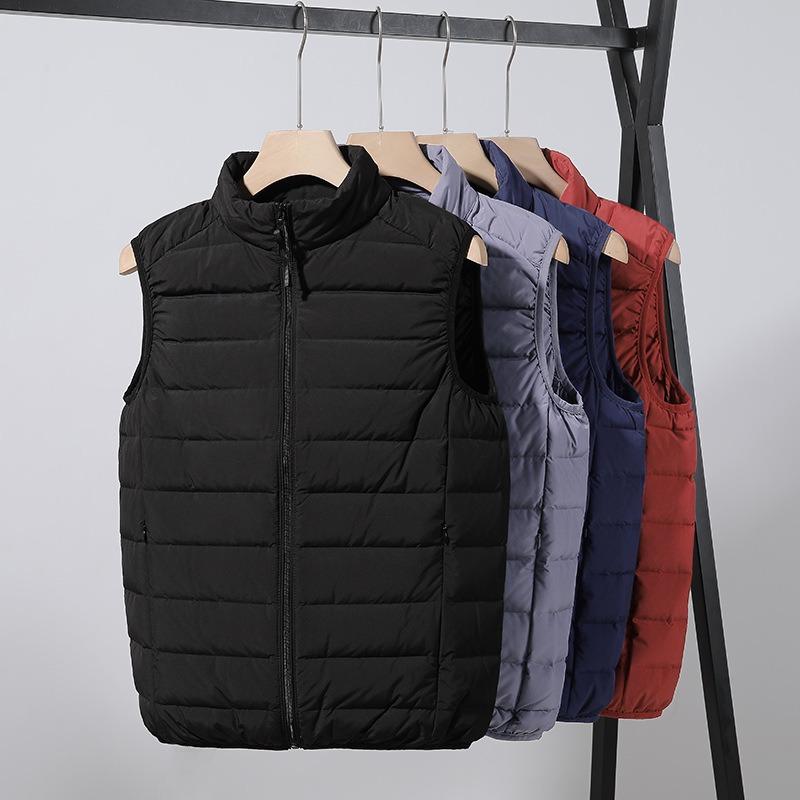Men's autumn and winter light down jacket warm seamless vest white duck down stand-up collar down vest jacket men