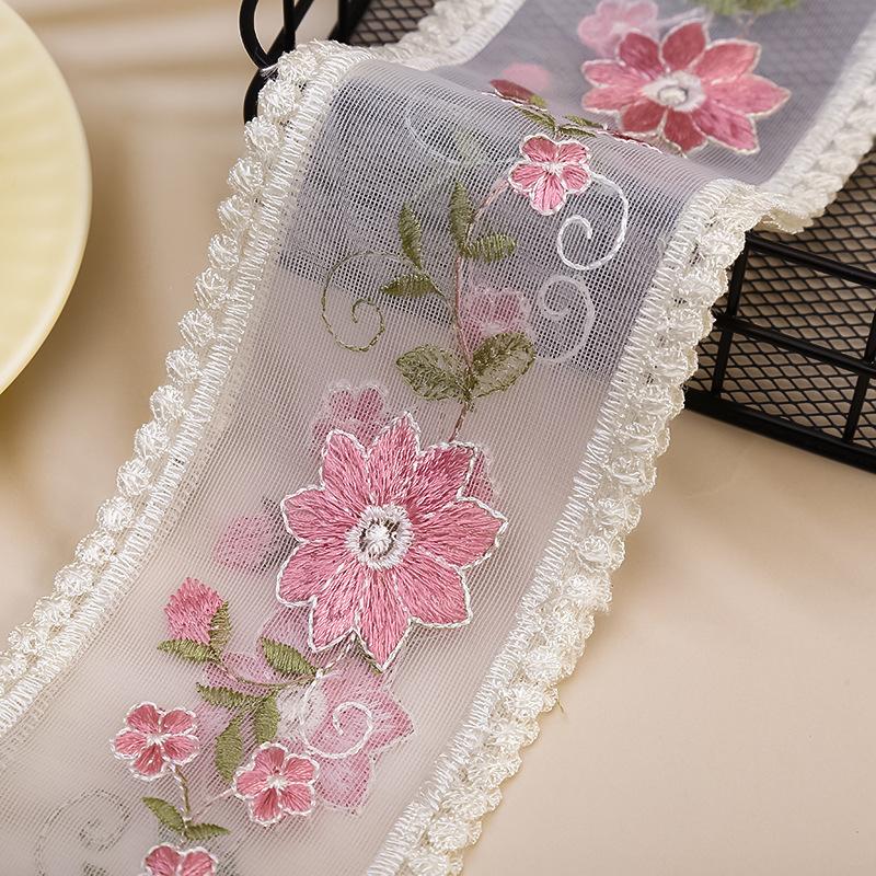 5 Yards Flower Embroidery Lace Ribbon For Bow Making Clothing Decor Sewing Fabric Craft Supplies Needlework Accessories