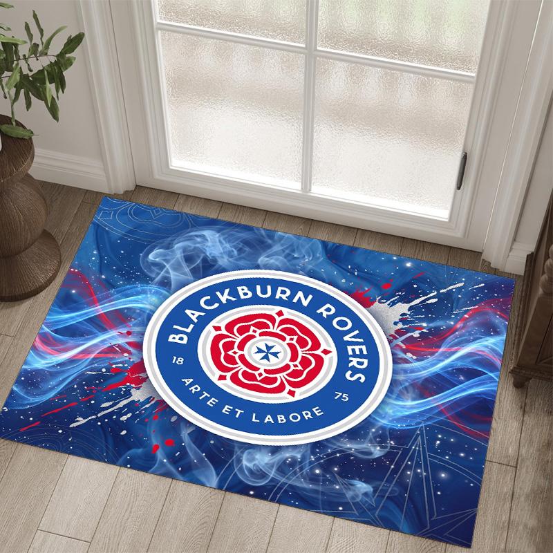 Blackburn Rovers Football Design Crystal Velvet Carpet Cozy Non?Slip Printed Rug For Bedroom Living Room Entrance
