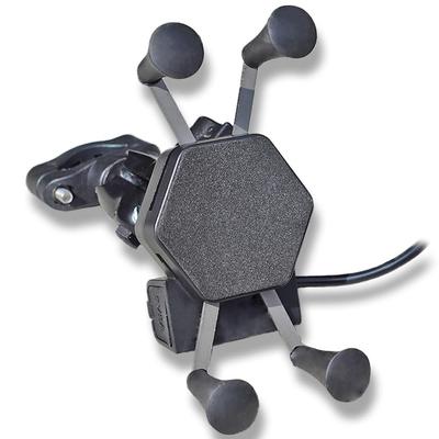 Joe Tools Smartphone Holder for USB Fast Joe Clamp USB Motorcycles, Powered, Charging, Anti-Drop Rubber, JC-003 (with Port)