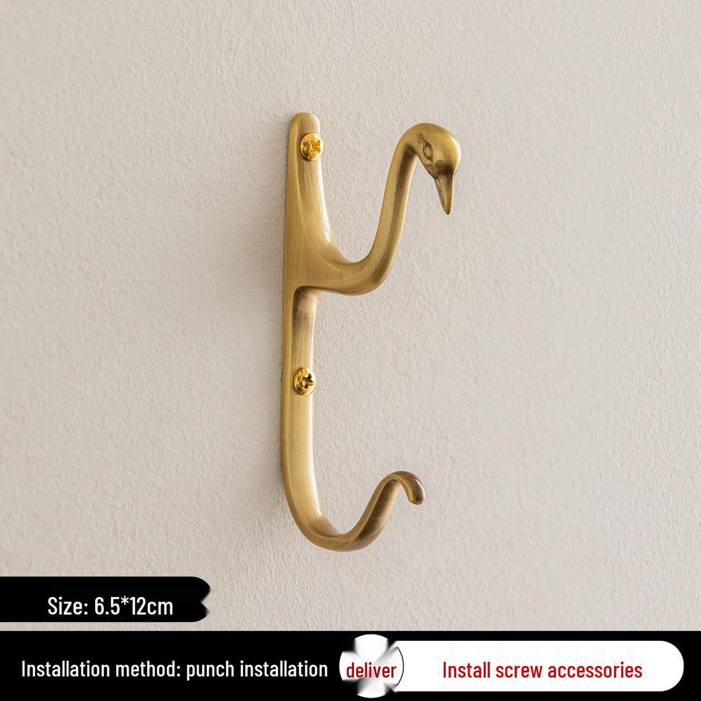 Creative Nordic Swan Brass Coat Hook for Bedroom or Entryway