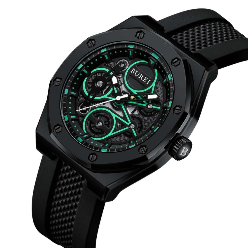 BUREI Men's Analog Quartz Watch, Black, Sports, Waterproof, Business, Work, Commuting, Stylish, Popular, Simple, Business, Stylish, Father's Day Gift