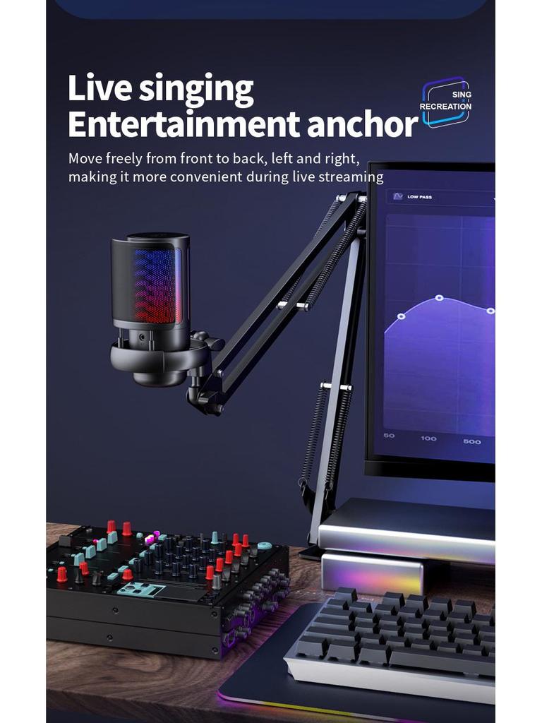 RGB USB Desktop-Mikrofon für Live-Streaming und Aufnahme
