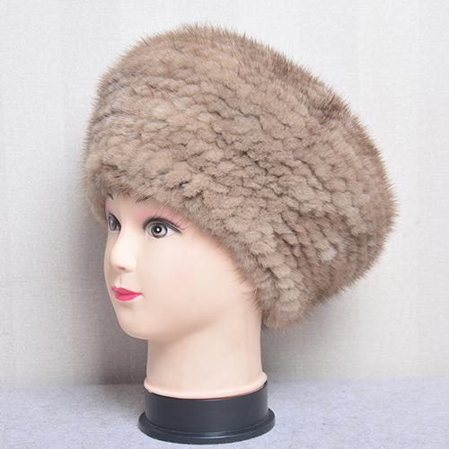 Fashion Lady Winter Warm Knit Caps Women Mink Hats Berets Luxury Women Real Natural Mink Fur Hat Beanies Real Fur Berets Hat