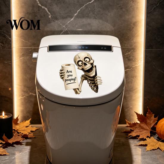Waterproof PVC Toilet Stickers Halloween Sticker, Ghost And Skeleton Print Decals, Easy Removable Seat Art Peel Stick Spooky Stickers, for Bathroom
