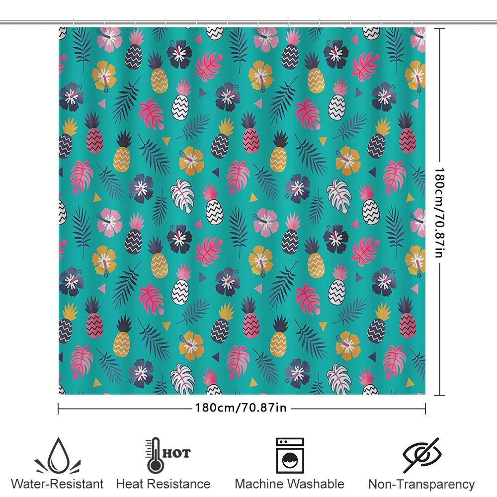 Tropical Shower Curtain Waterproof Floral Hibiscus Palm Leaves Bathroom Decor Beach Theme Modern Farmhouse Coastal Style Home De