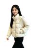 Short Stand-up Collar Cotton-padded Jacket Women's Knitted Splicing Sleeves Autumn and Winter Loose Cotton-padded Clothing Brick and Mortar Store Mult