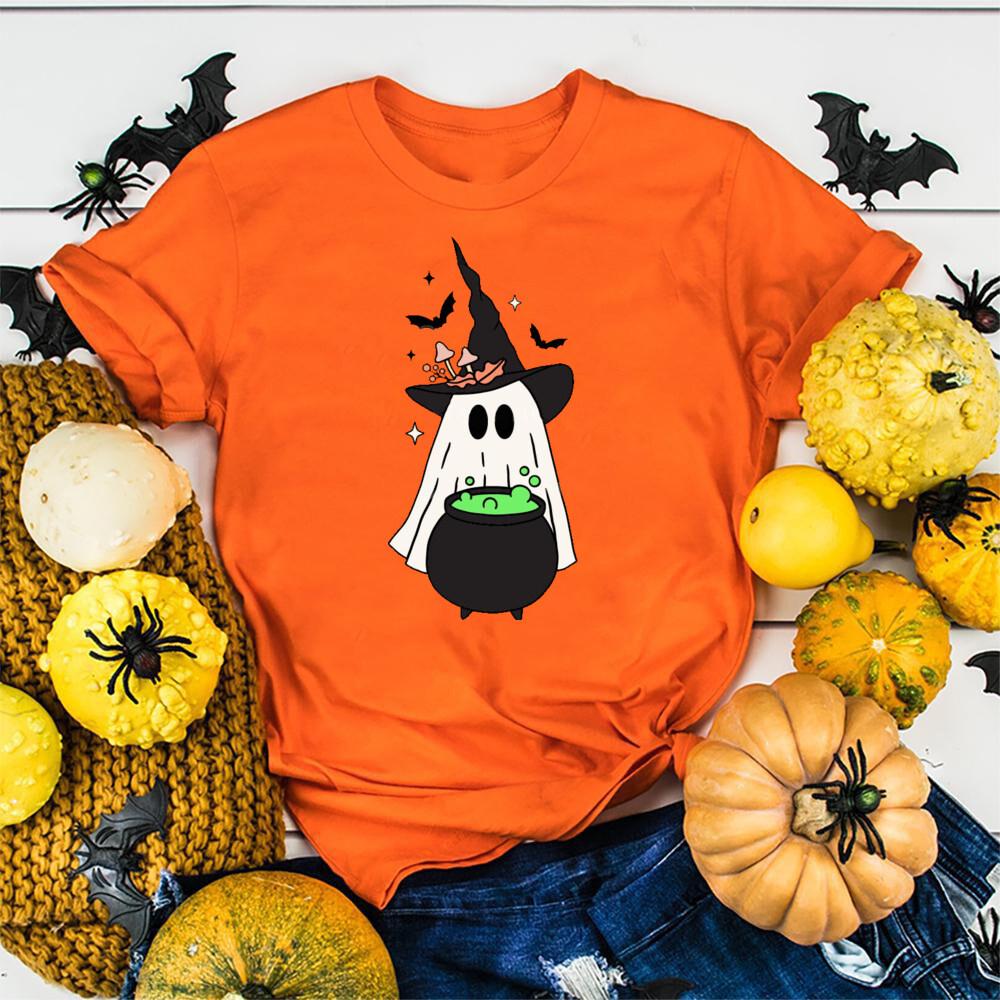Halloween Unisexs Shirt Cute Halloween Ghost Shirt Halloween Party ShirtUnisex Summer Round Neck Tee Shirt Femme TShirts