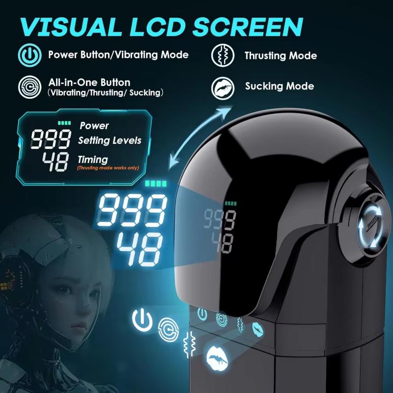 Automatic Telescoping Male Masturbator Mens Sex Toys - Penis Pump Sex Toy for Men with 9 Sucking & 9 Thrusting & 9 Vibrating, APP Control Sex Toy