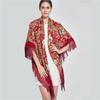 130*130cm Russian National Big Square Scarf for Women Cotton Ethnic Style Print Head Scarves Ladies Retro Fringed Blanket Shawl