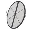 X-Marks Fire Pit Grill Grate, Foldable Round Cooking Grate, Heavy Duty Steel Campfire BBQ Grill Grid with Handle and Support X Wire, Portable Camping