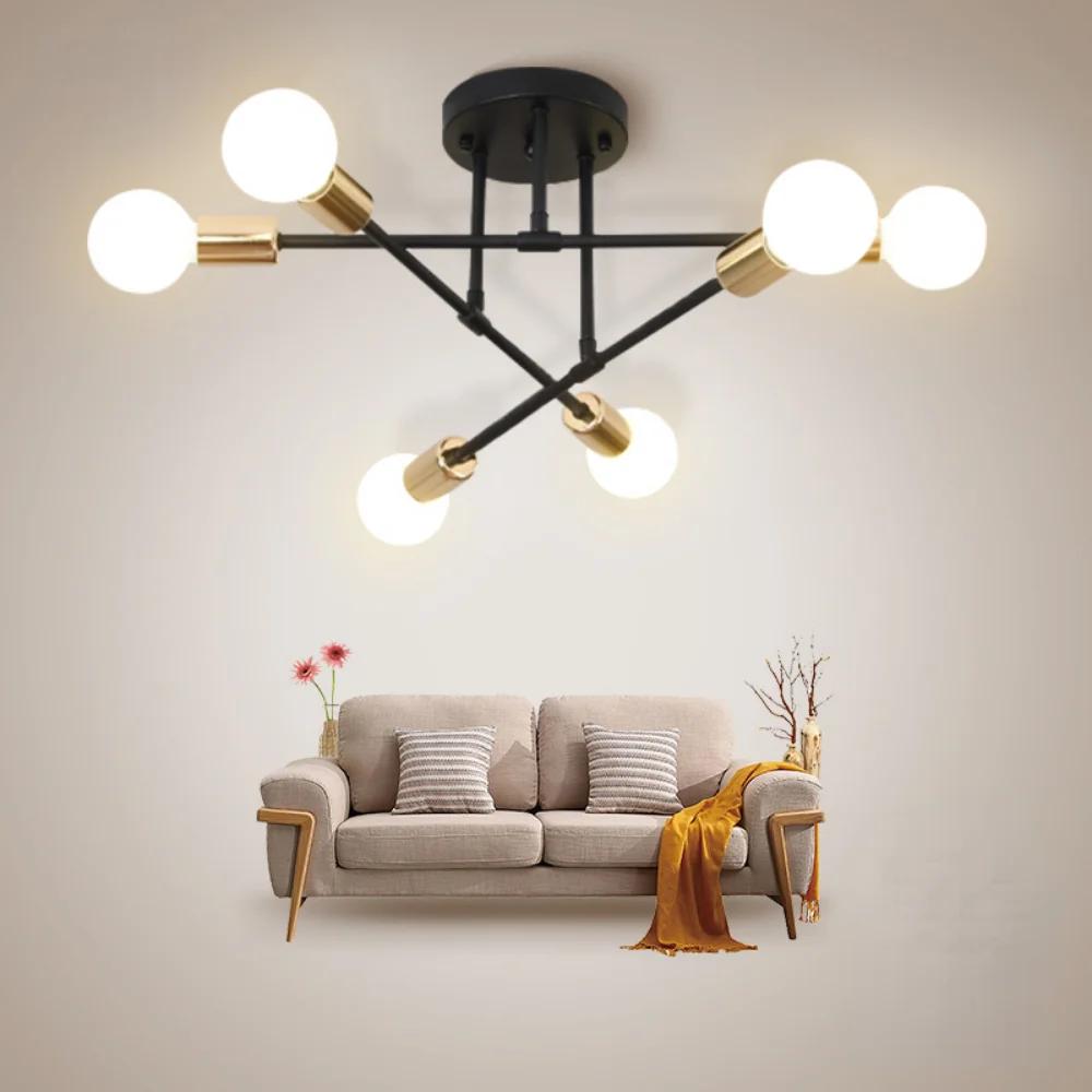 Postmodern Multiple Rod Iron Sputnik Ceiling Lamp Chandelier Vintage Industrial Light Lighting Fixture Kitchen Luminaire