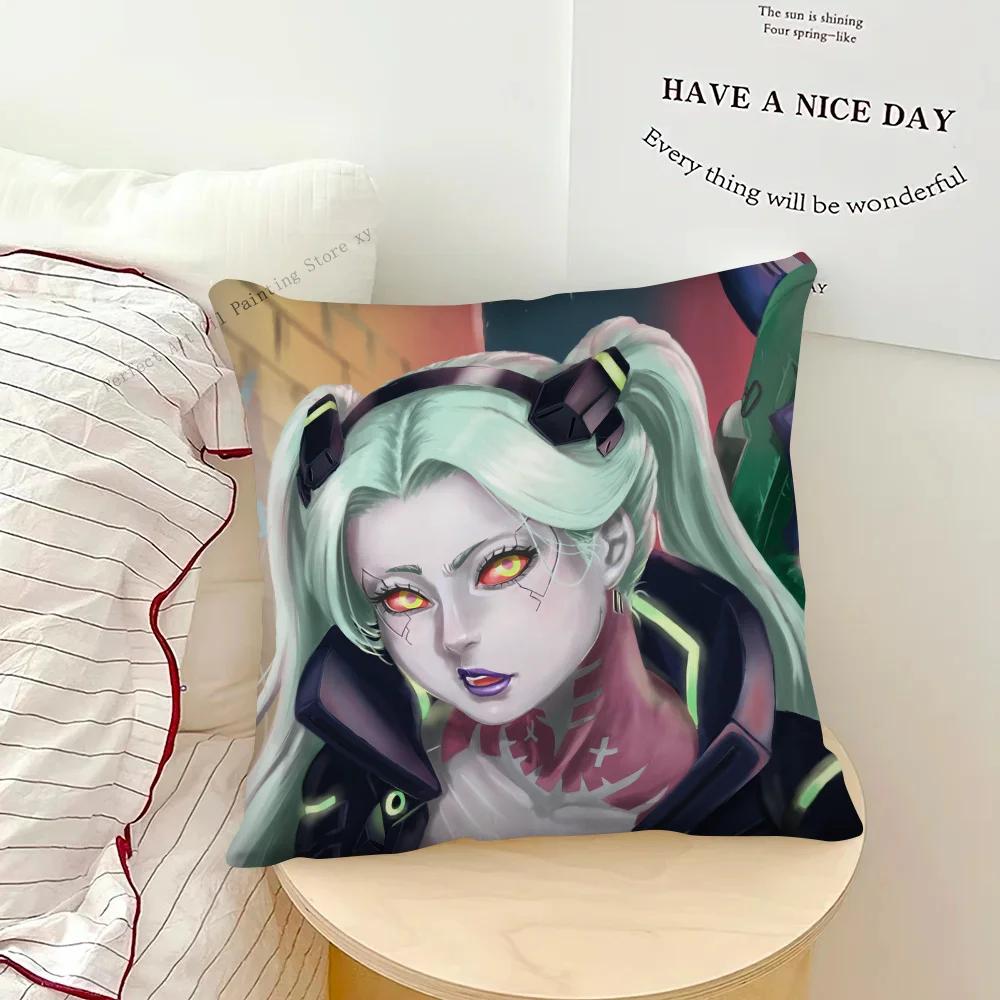 Cyberpunk Edgerunners Anime Rebecca Pillow Case Fashion Square Pillowcase Bedroom Sofa Room Ins Decoration Leisure Cushion Cover