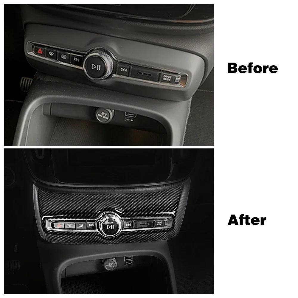 For Volvo XC40 2019-2024 LHD Central Control Audio Adjustment Knob Air Conditioner AC Switch Button Decoration Frame Cover Trim