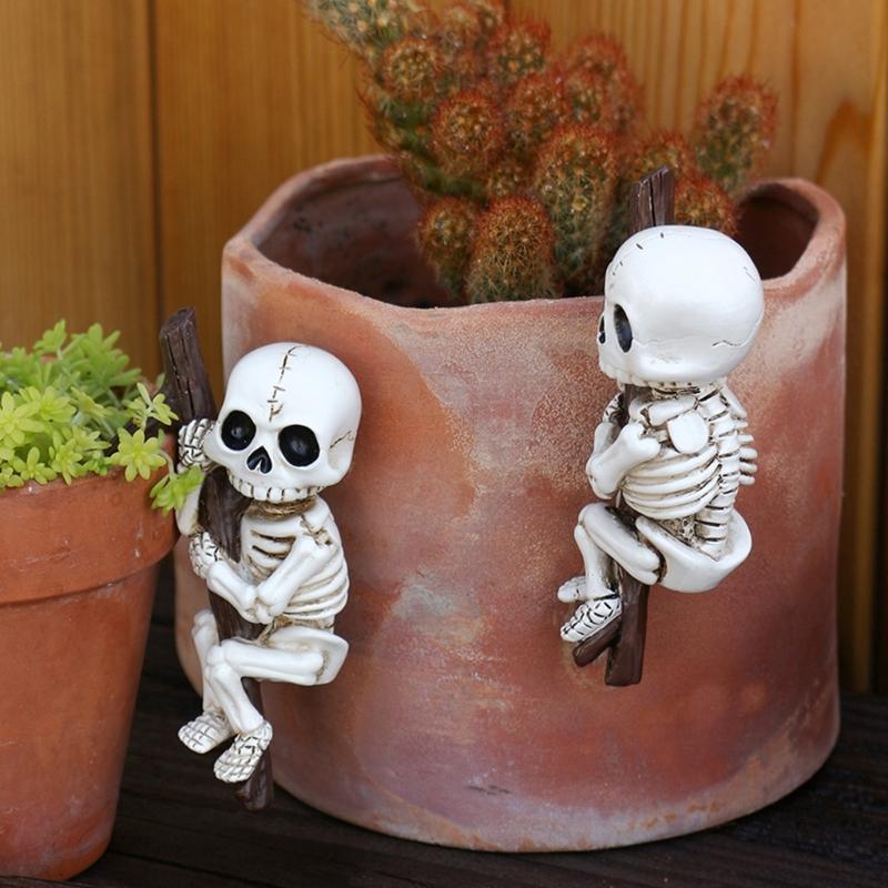 Festive Unique Mysterious Skeleton Planter Hanger Creative Storage Container For Halloween Party Garden Decoration