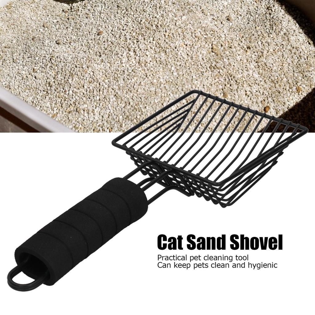 Reusable Metal Cat Litter Sand Scoop Sifter Shovel Pet Cat Cleaning Supplies Black