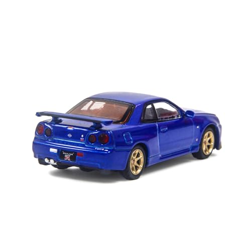 PAUDI MODEL 1/64 Scale Diecast Model Car GT-R R34 Skyline 2000 Nissan V Spec II (Blue)