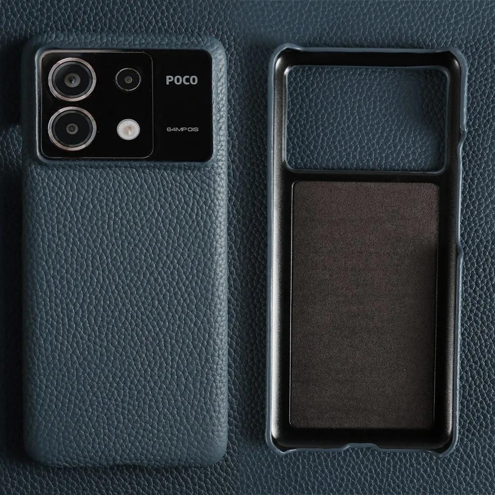 Etui do POCO F8 Ultra Biznesowe Pokrowiec ze Skóry Naturalnej Do Poco F7Pro POCO X6 M5 M6Pro X4Pro F2Pro Tylna Klapka Odporna na Wstrząsy Fundas