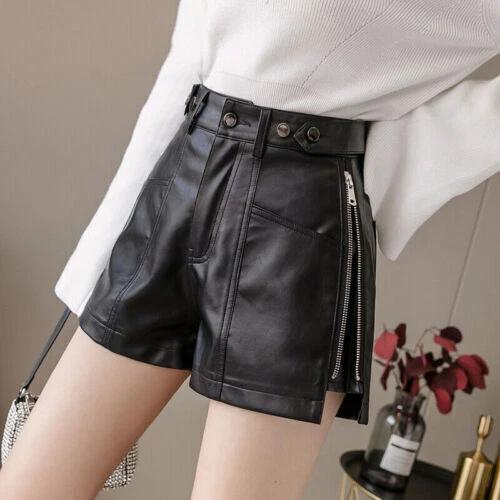 Women Genuine Sheepskin Designer HOT Leather Partywear Cocktail Sexy Shorts