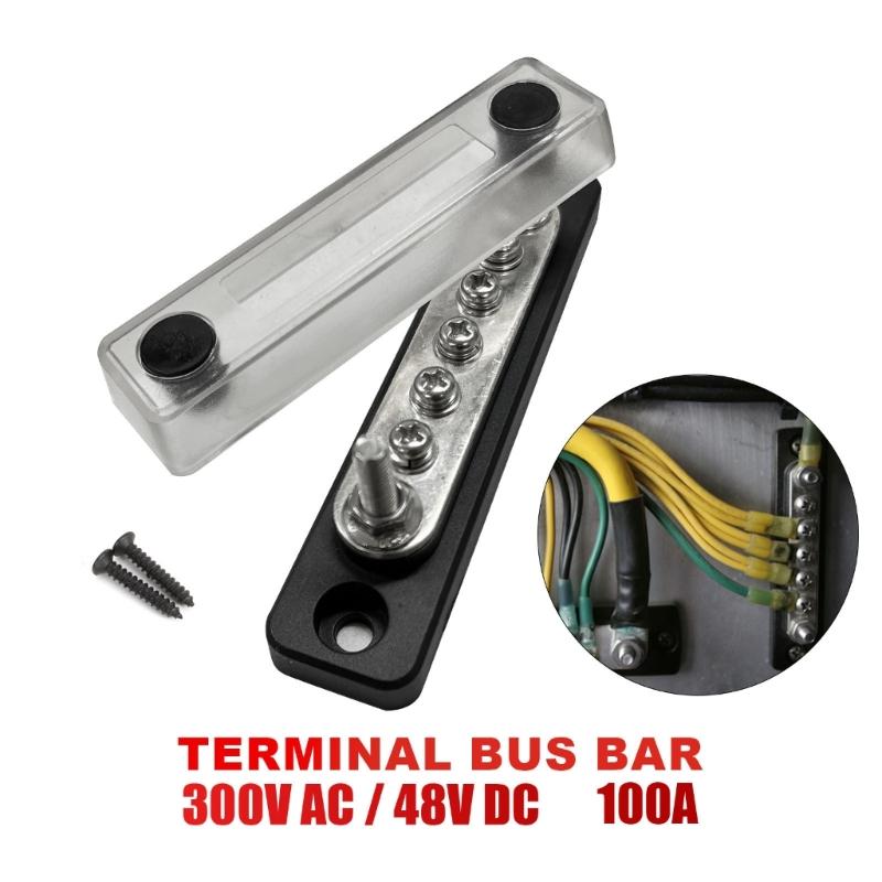 5 Post Power Distribution Block Bus Bar 100A 48V Marine Bus Bar, Automobile Battery Terminals Distribution Block