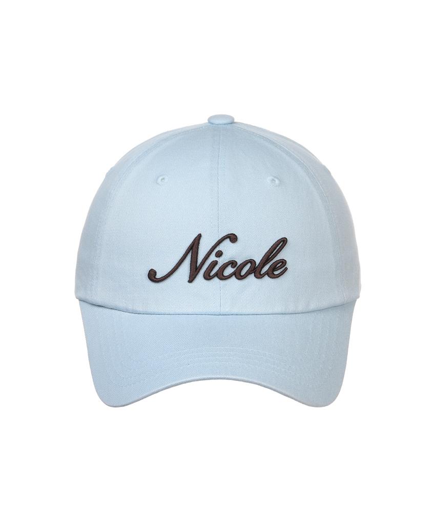 Nigaennikol Nicole Lettering Ball Cap_Sky Blue Brown