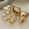 SHIXIN 6 Styles Geometric Gold Color Cuff Spring Bangles for Women Vintage Metal Chunky Wide Hand Bracelets Fashion Jewelry Y2K