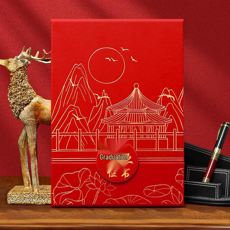 Custom Leather A4 Award & Graduation Certificate Case – Chinese Style