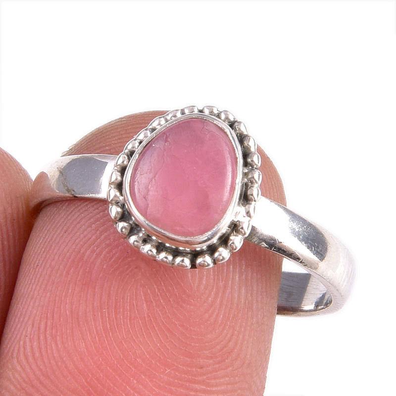 

Natural Rhodochrosite Gemstone 925 Solid Sterling Silver Jewelry Ring S.9 r5v62