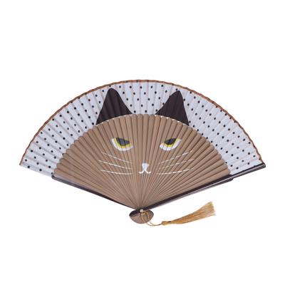 Vikfläkt Kattmönster Elegant Japansk Stil Handhållen Bärbar Kylande Verktyg för Gåvor Bröllop