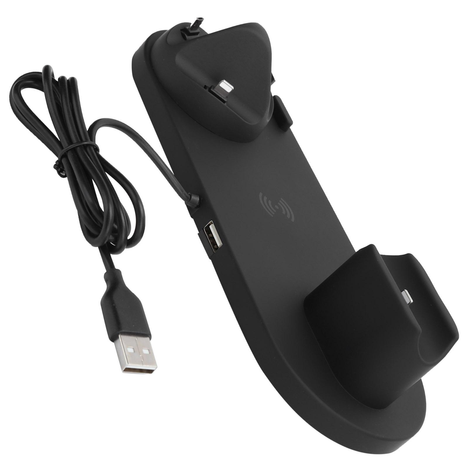 

6-в-1 беспроводное зарядное устройство с вращением на 360 градусов, подставка для быстрой зарядки телефона, часов, наушников (черный)