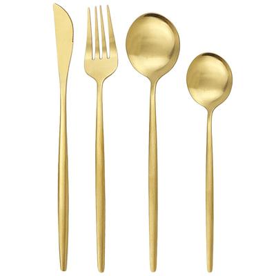 Gold MatteTableware Flatware Cutlery Set Stainless Steel Dinner Set Knife Fork Spoon Dinnerware Set  Kitchen Accessories